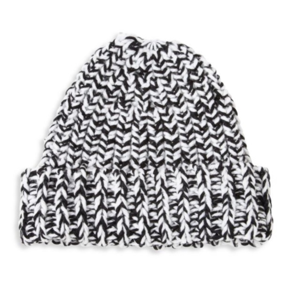 Rag & Bone Knit Hat Black White One Size!